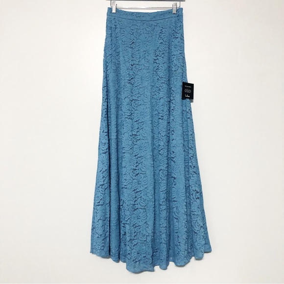 NWT Lulu's Lifetime Memories Lace Slate Blue Maxi Dress‎ Skirt Set - Picture 3 of 11